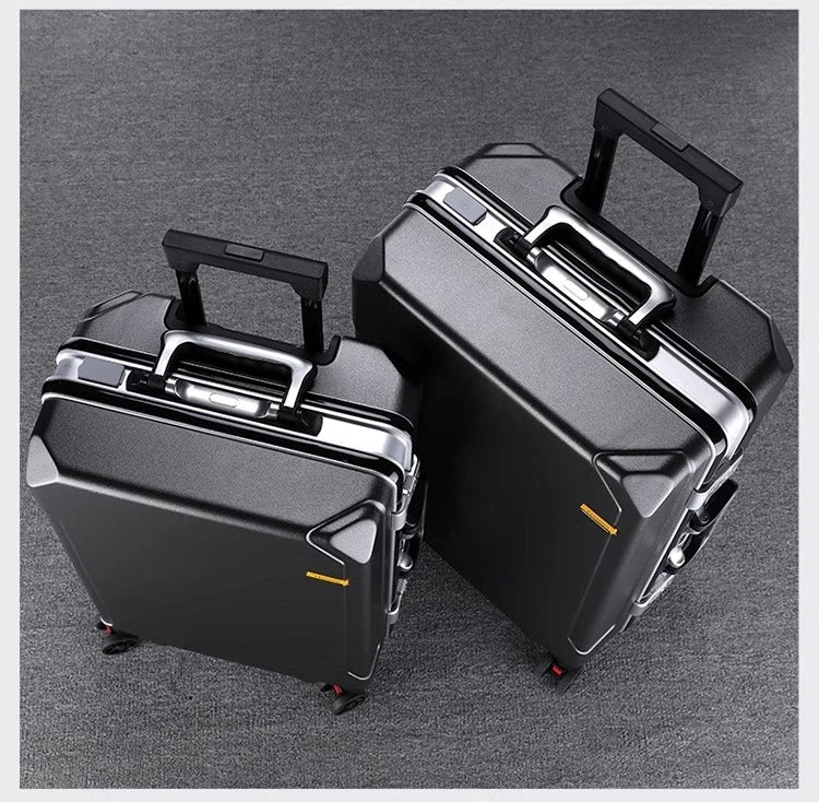 High Quality Suitcase Zipper Travel Bag with Wheels Trolley Case Password Lock Carrry-on Luggage Aluminum Frame 20 24 28 Inch