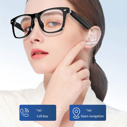 2 In 1 Headset Smart Glasses Blue Tooth Audio Call AI Voice Noise Reduction Music Eyewear Waterproof Speaker Mics Calls Eyeglass - MarvelouStoree