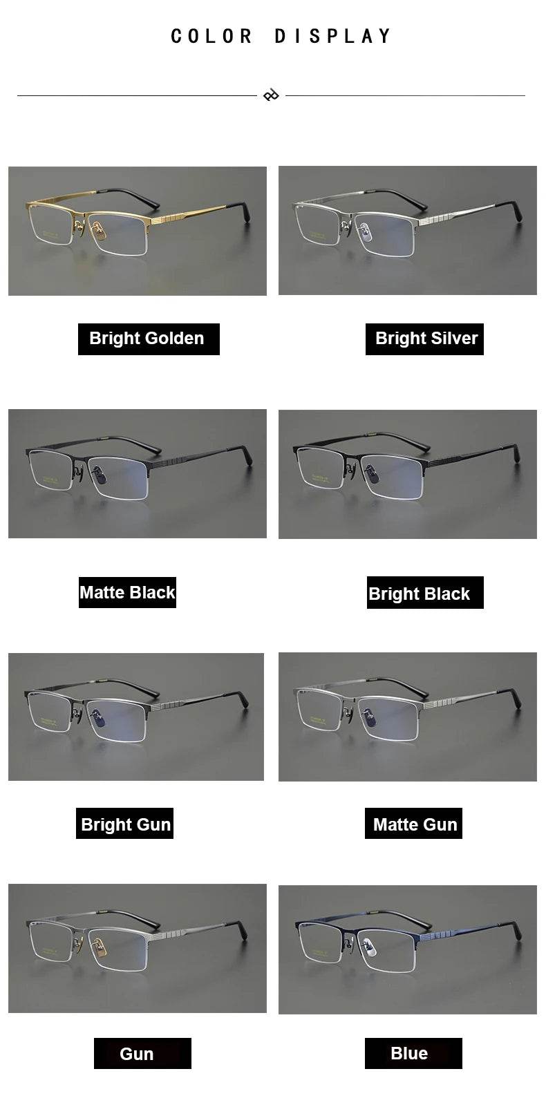 Business Pure Titanium Glasses Frame Men Fashion Square Half Rim Eyeglasses Unique Design Gold Color Eyewear Oculos 91065 - MarvelouStoree