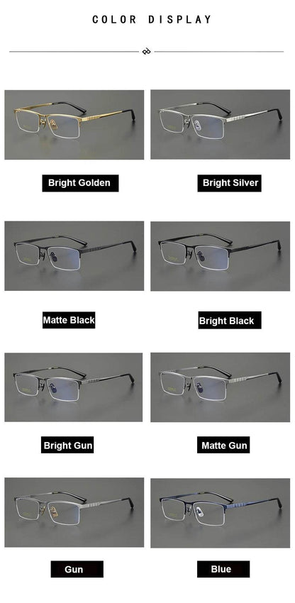 Business Pure Titanium Glasses Frame Men Fashion Square Half Rim Eyeglasses Unique Design Gold Color Eyewear Oculos 91065 - MarvelouStoree