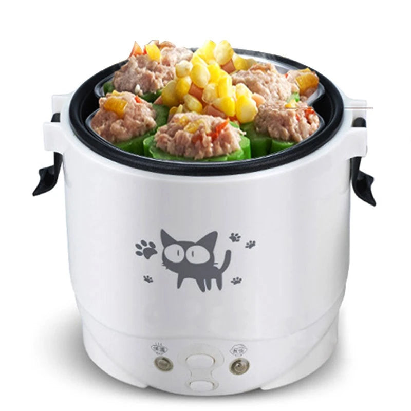 Electric Mini Rice Cooker Portable MultiCooker Household Rice Cookers 12V 24V 220V Pot Cooking Machine Pans For Car Truck Home