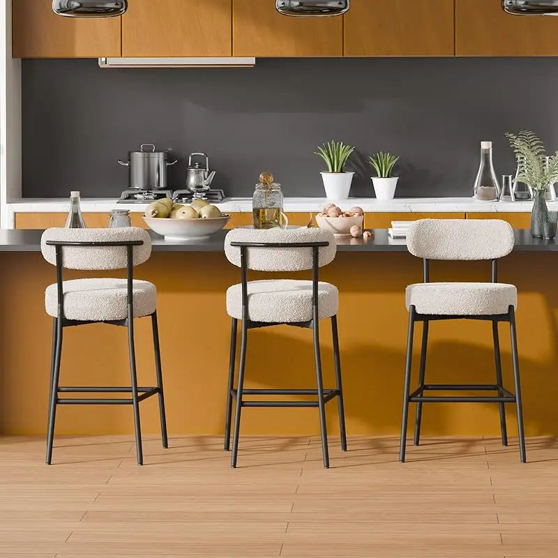 4 Inch(about 10.2 cm)Thick round Seat Height Metal Bar Stool,with Curved Back,Suitable for Kitchen Island、Coffee Shop、Bar