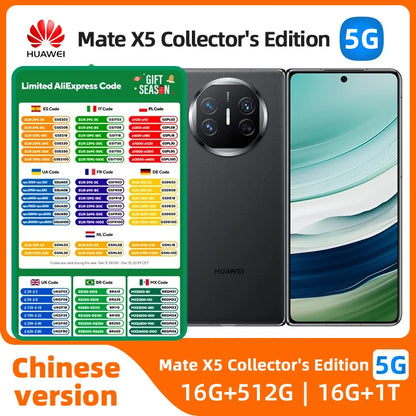 HUAWEI mateX5 Collector's Edition Smartphone Kirin 9000s 7.85“ Fold Screen 50MP Camera 66W Charge 5060mAh HarmonyOS Used Phone