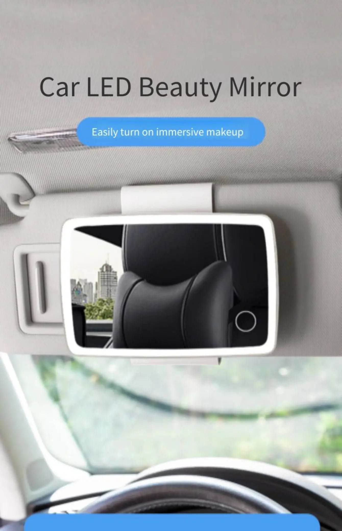 Car Sun Visor Vanity Mirror Rechargeable Touch Sensor Cosmetic Mirror Large Screen Car Vanity Mirr