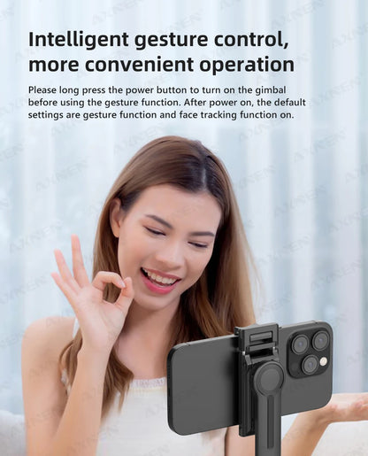 AXNEN AI P03 Smart Gimbal 360 Auto Face Tracking All-in-one Rotation for Smartphone / Cameras / Action Cam Video Vlog Recording