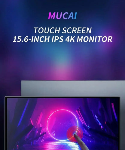 MUCAl 15.6 Inch Touch Portable Monitor 4K Travel Display Screen UHD 3840*2160 For Laptop Phone Switch PS4 Ps5 XboX MacBook