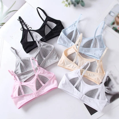 4pcs/set Teenage Girls Small Bras 10-16T Young Children Underwears Student Girls Solid Color Kid Sports Training Bra Padded Vest