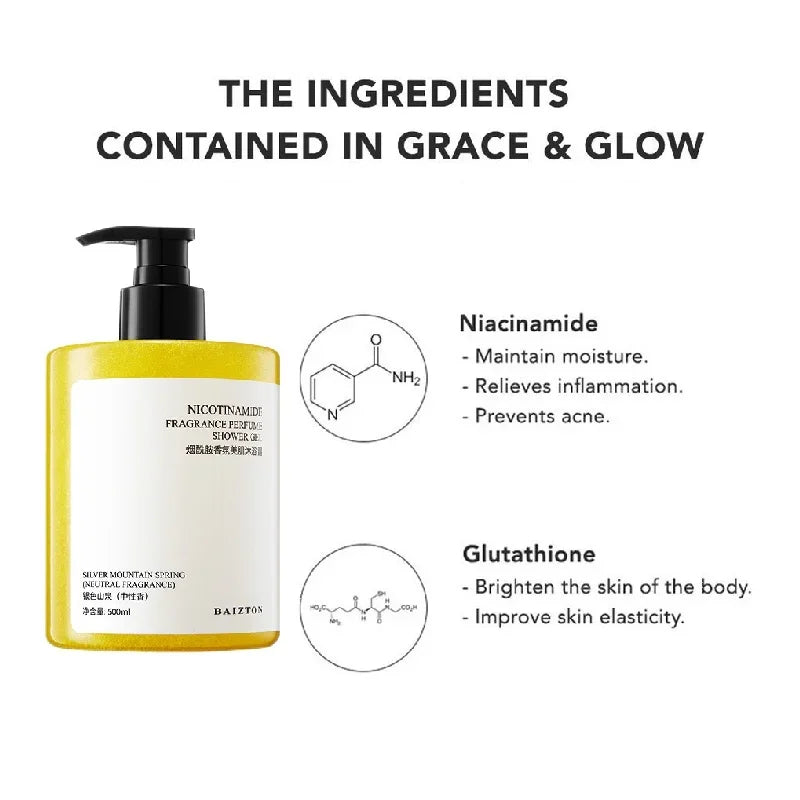 Niacinamide Body Wash Bleach Skin Whitening Whole Body Brightening Deep Cleansing Exfoliating Dark Skin 500ml