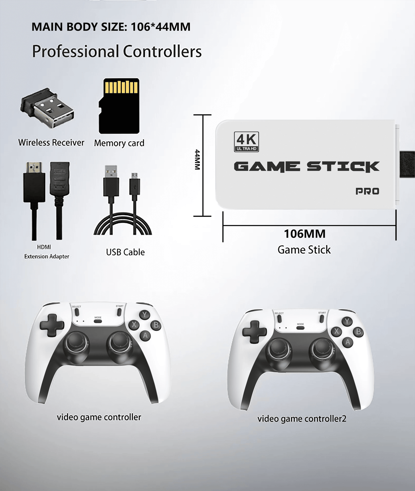 4K Pro Game Stick 64G 30000+ Video Game Console 2.4G Double Wireless Controller 4K Retro Game TV Stick Retro Classic Games - MarvelouStoree