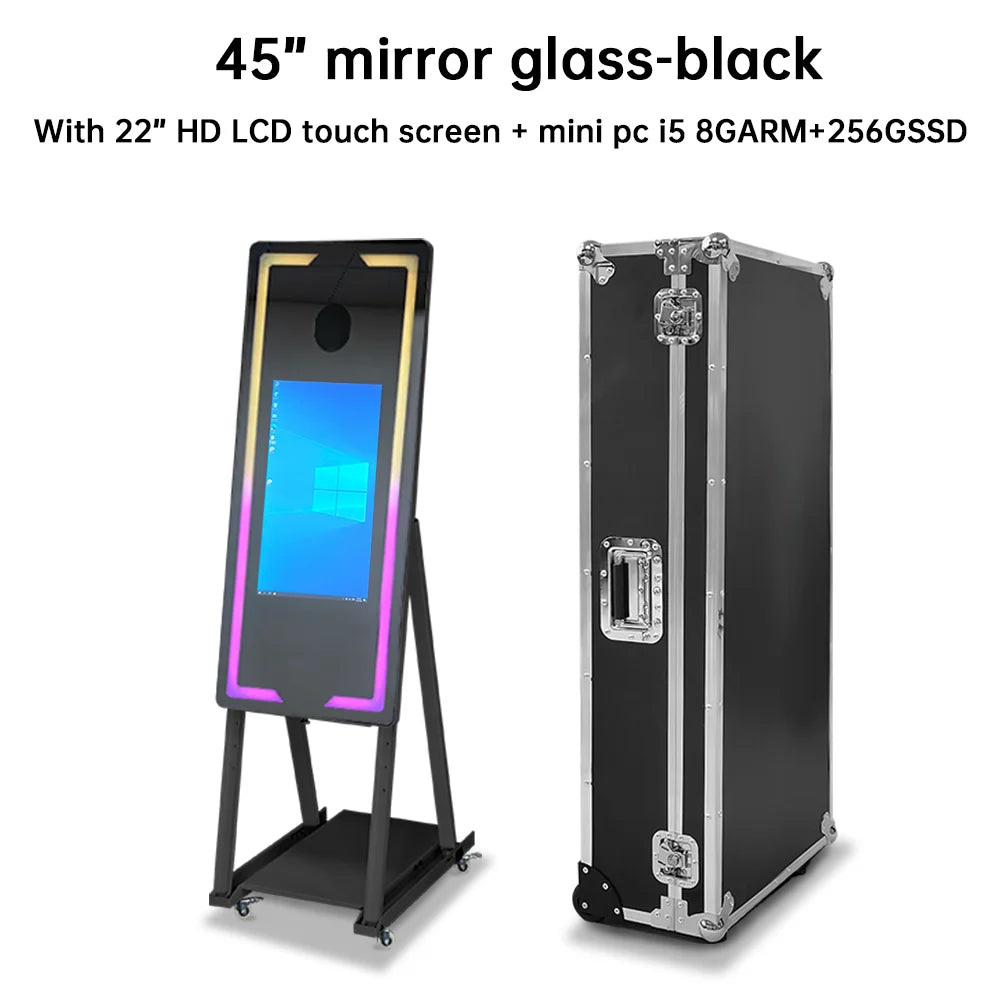 40 65in Touch Screen Magic Mirror Photo Booth Machine With mini PCPortable Selfie Mirror Photo Booth Kiosk For Parties Events