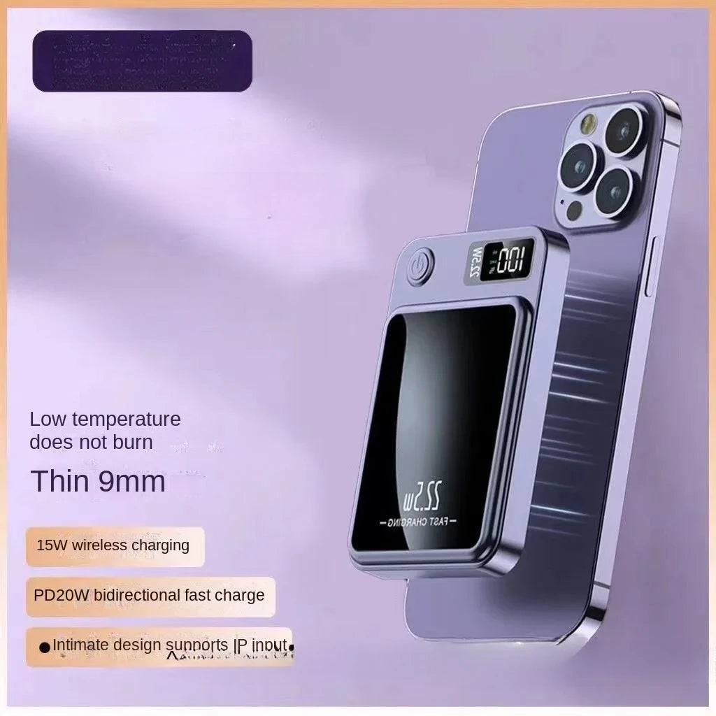 New magnetic charging 10000mAh wireless fast charging ultra-thin portable back clip on power bank temu