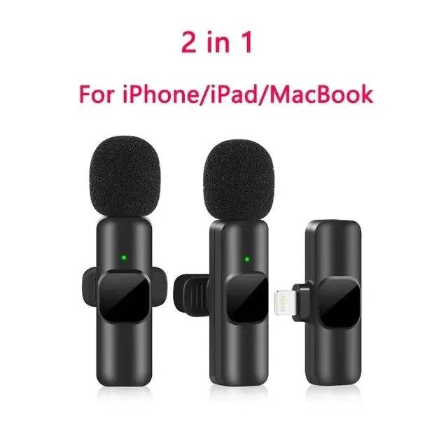 New Wireless Lavalier Microphone Portable Audio Video Recording Mini Mic for iPhone Android Live Broadcast Gaming Phone Mic - MarvelouStoree