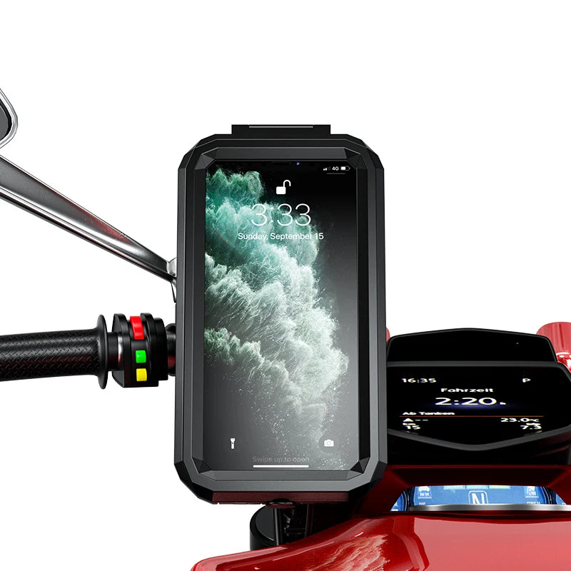 Waterproof Mobile Bike Phone Case Bicycle Motorcycle Phone Holder Handlebar Rear View Mirror Installation For 4.7-6.8 inch Phone