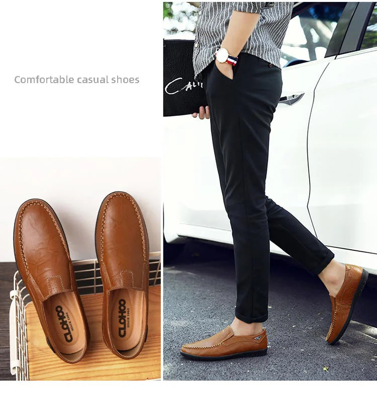 CLOHOO men's comfortable soft sole slip-on Loafers versatile casual men's shoes business formal leather shoes