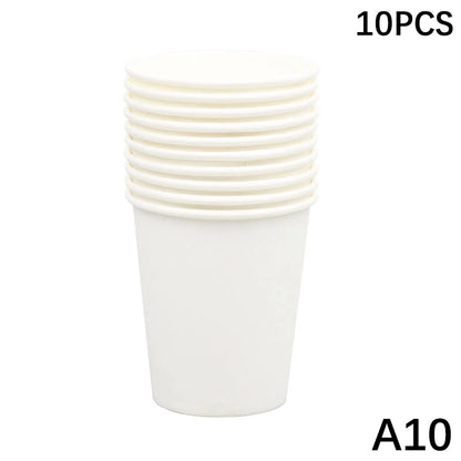 10PCS 9oz 250ml Solid Thick Paper Cup Disposable Cup Wedding Birthday Party Holiday Disposable Tableware