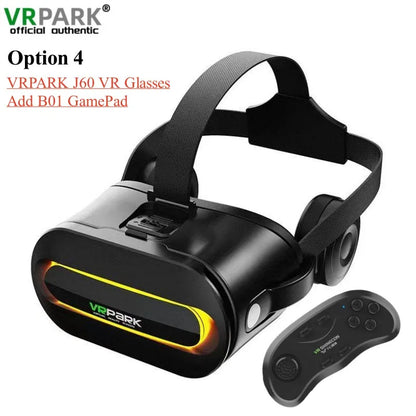 Original J60 4K Wireless Virtual Reality VR Glasses Stereo 3D Videos Google Cardboard Box Headset Helmet for Smartphone Max 6.7"