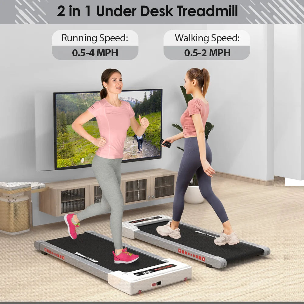 Ultra-Quiet 2.25HP Under Desk Treadmill, Electric Manual Walking Pad with Large Digital Monitor, 265 lbs Capacity & 12 Programs