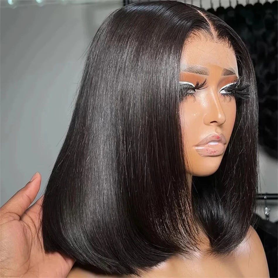 Wear And Go Straight Bob Cheap Wig Lace Frontal Human Hair Wigs 100% Brazilian Glueless Short Bob Wigs For Women 180% Density