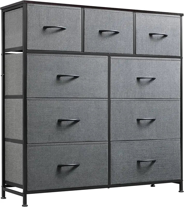 9-Drawer Dresser, Fabric Storage Tower for Bedroom, Hallway, Closet, Tall Chest Organizer Unit for Bedroom with Fabric Bins