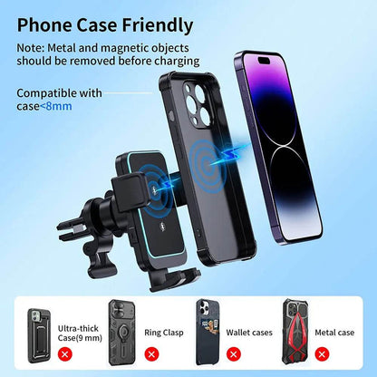 15W Dual Coil Wireless Car Charger for Samsung Galaxy Z Flip 4 3 S22 S21 iPhone Auto Clamp Fast Car Charging Phone Mount Holder - MarvelouStoree