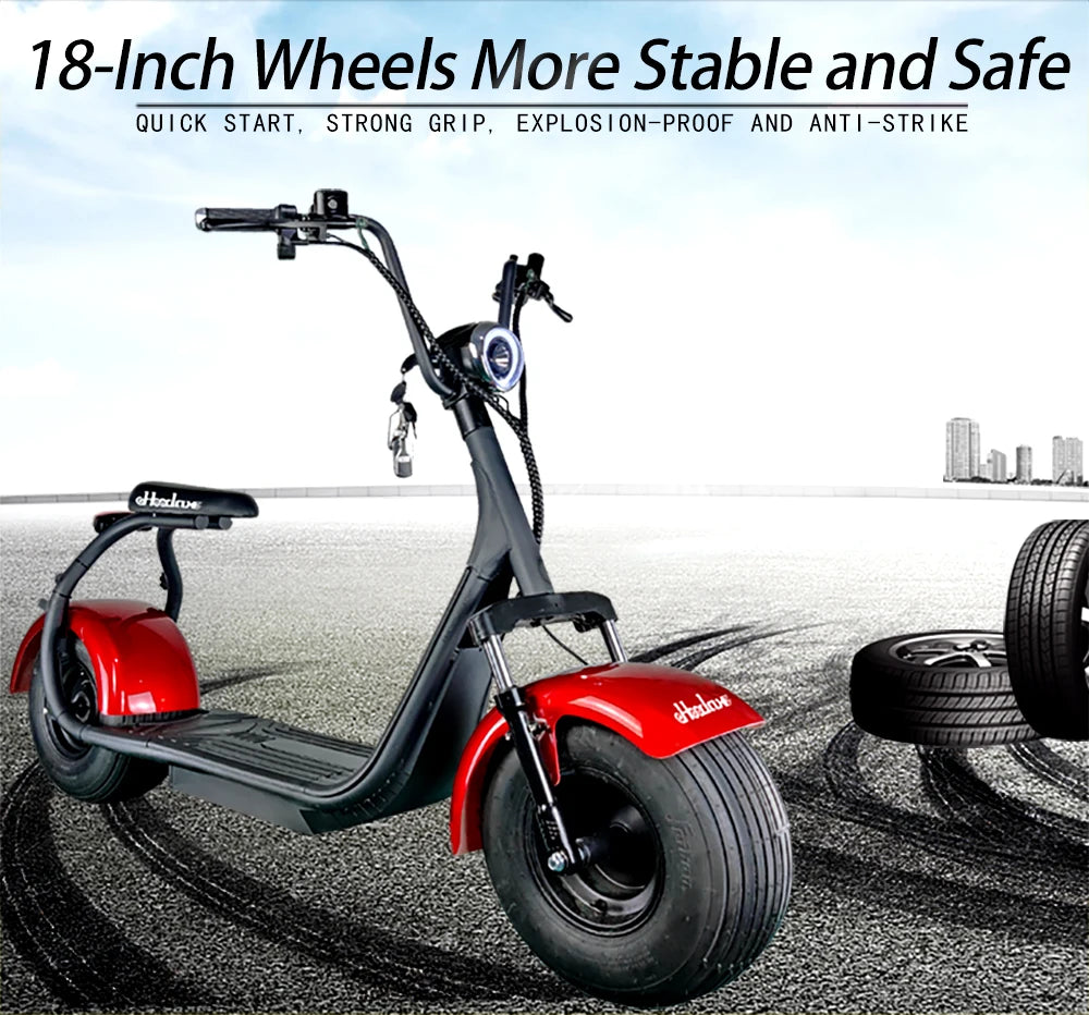 [USA Stock]Two Wheels Big Tire Trike Adult Tricycle Citycoco 2 Wheel Electric Scooter 3000W Fat Bike Tire