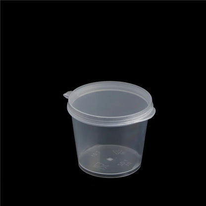 100Pcs Small Plastic Disposable Sauce Cups Food Storage Clear Package Box&Lid