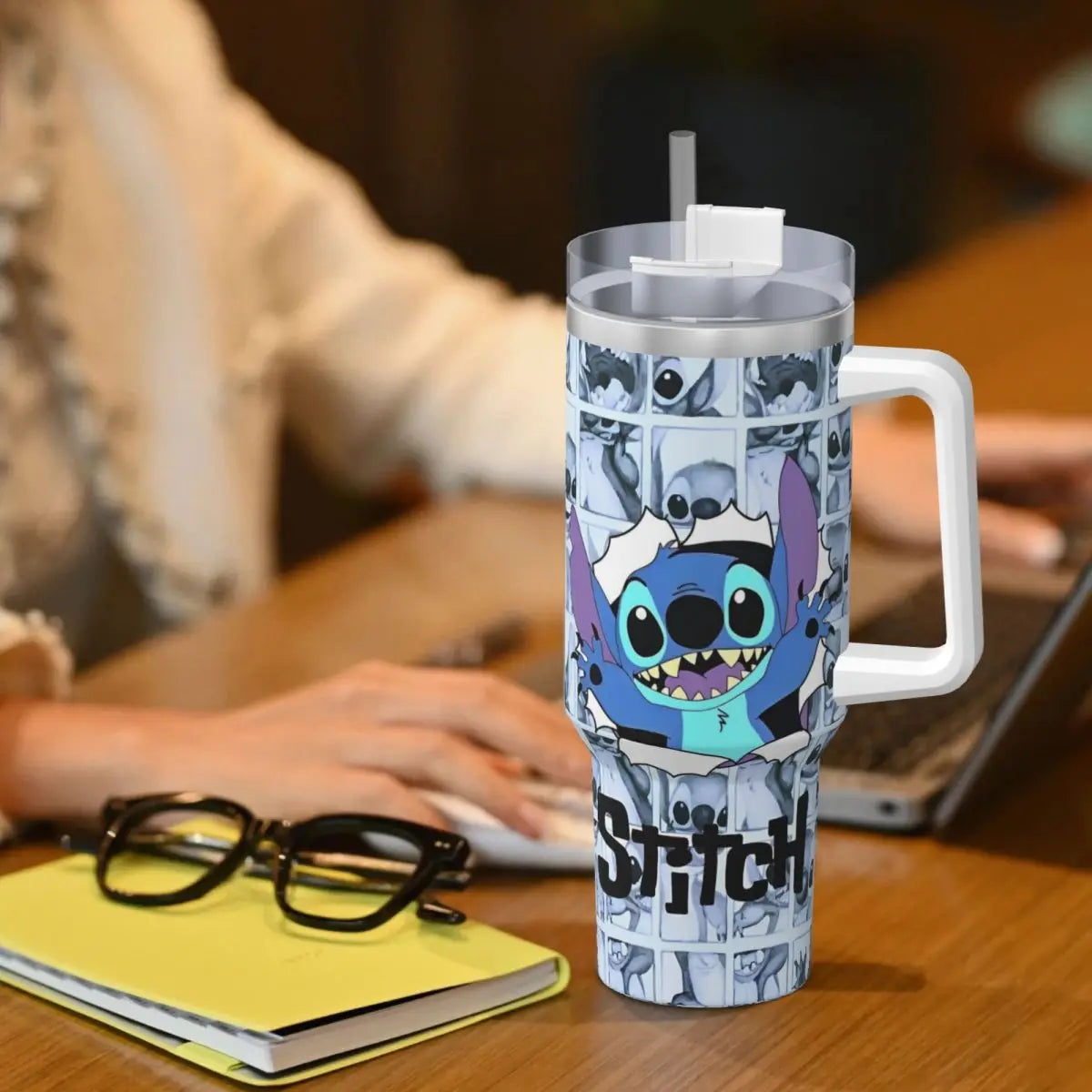 Custom Stitch Stainless Steel Tumbler Travel Mugs Cup Large Coffee Mug Portable Cold Drink Milk Tea Water Bottle