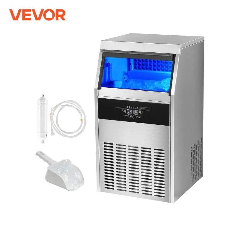 VEVOR Commercial Ice Maker Machine 60 Ice Cubes in 12-15 Minute Freestanding Cabinet 33lbs Storage Capacity LED Digital Display - MarvelouStoree