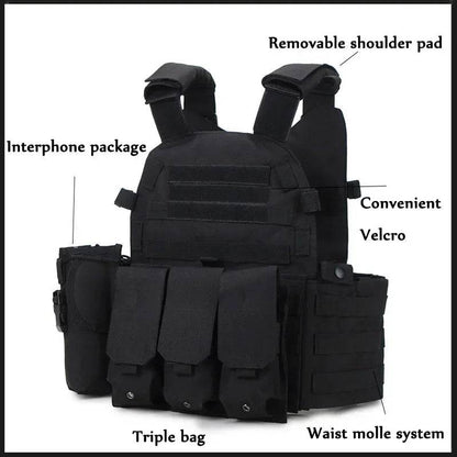 6094 Military Combat Army Wargame VestNylon Pouch Molle Gear Tactical Vest Body Armor Hunting Plate Carrier Airsoft Accessorie