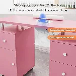 Collector, Nail Makeup Beauty Salon Storage Acetone Resistant w/Lockable Wheels,Wrist Cushion,4 Drawers&Cabinet - MarvelouStoree