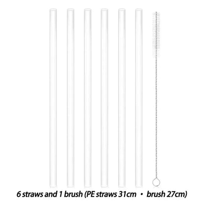 6 pack Replacement Straws for Stanley 40oz Adventure Quencher Travel Tumbler, Reusable Plastic Straws with Cleaning Brush