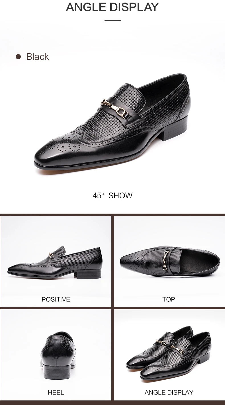 Fashion Business Casual Genuine Leather Shoes Handmade Party Wedding Wear Men Office Dress Shoe Big Size 39-50 Black Loafers