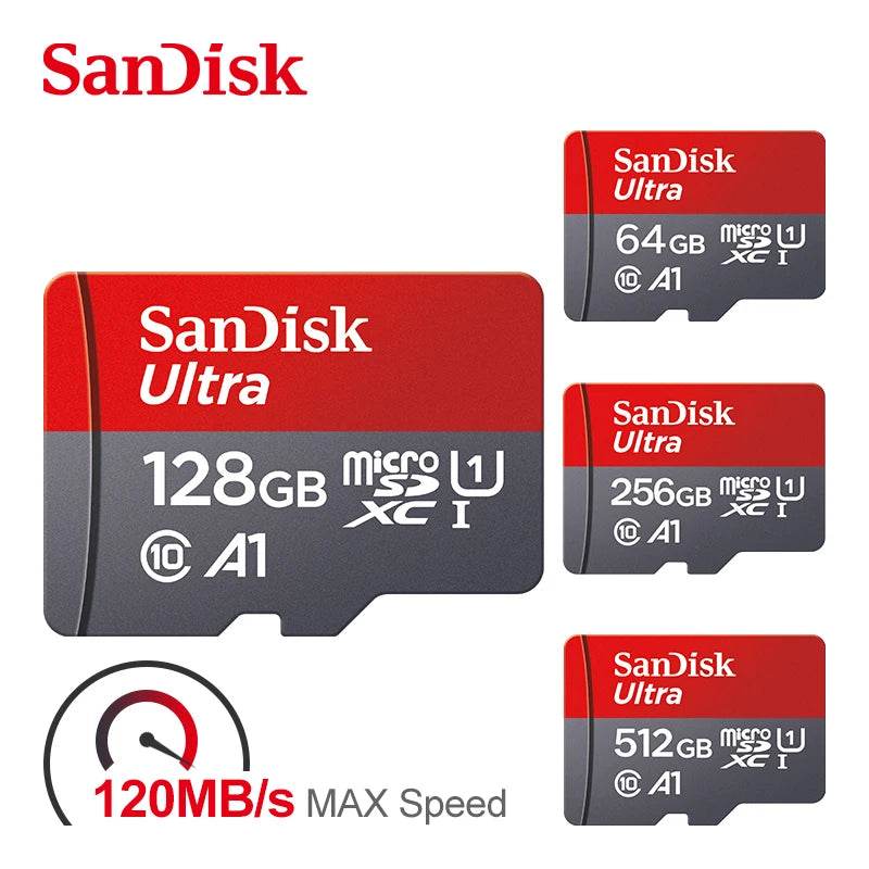 Sandisk Ultra A1 Micro SD Card 128GB 32GB 64GB 256GB Memory Card STF Flash Card Memory Cards 32/64/128GB for Phone + Card Reader - MarvelouStoree