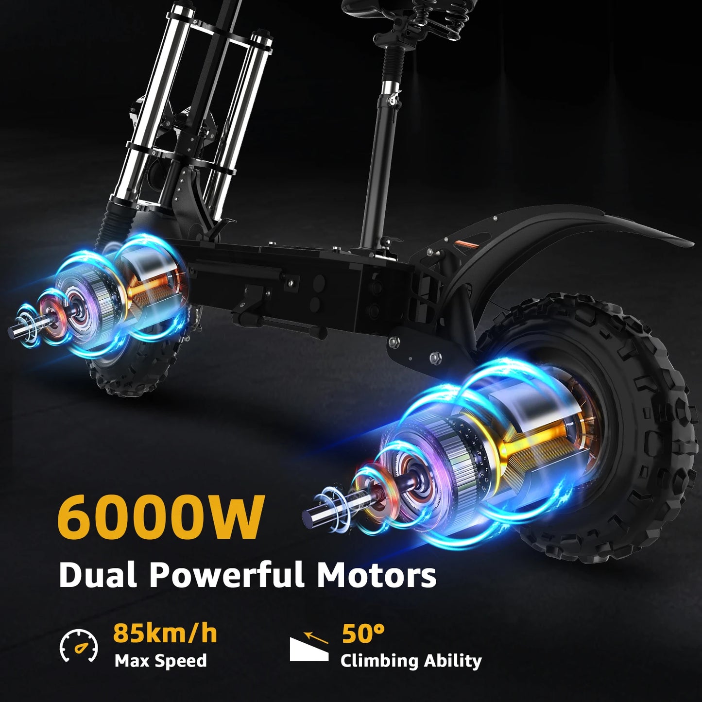 6000W Dual Motor Powerful Electric Scooter 85KM/H Max Speed Folding Electric Scooter 72V 20AH Large-Capacity Battery for Adults