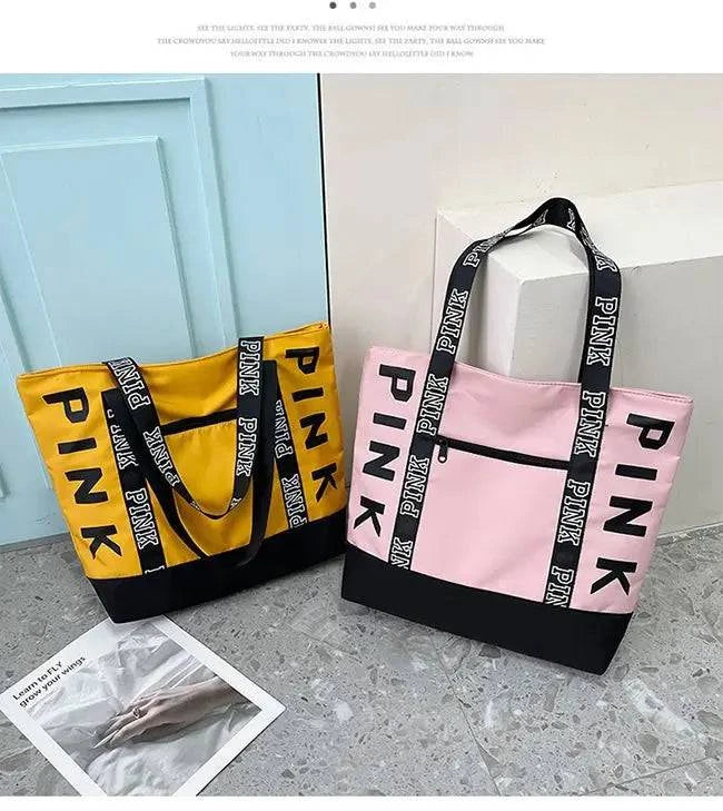 2024 New Korean Fashion Shoulder Bag Trend Letter Bag Printed Bag Color Contrast Letter Strap Handbags Large Capacity Tote