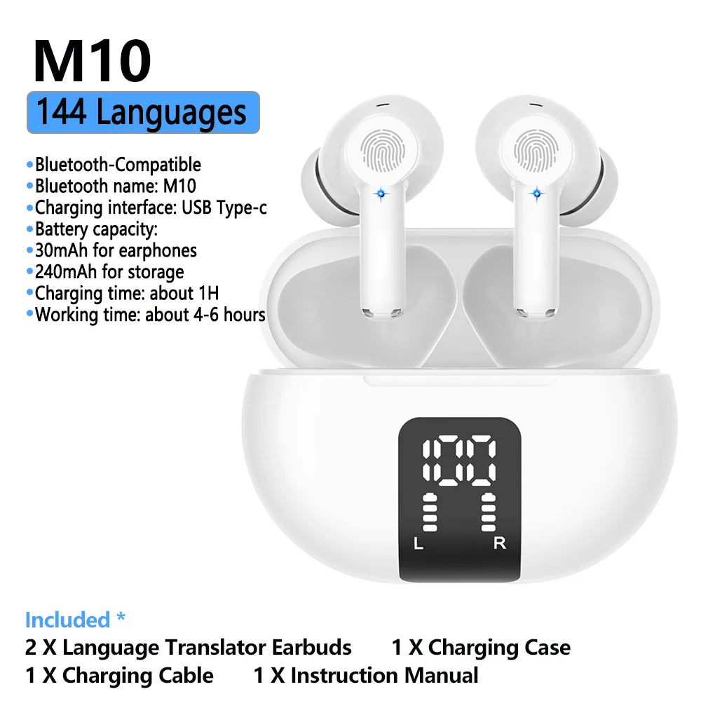 144 Languages Wireless Translation Earphone Real Time Translator Earbuds Bluetooth5.4 Two-Way Instant Translated Business Trip