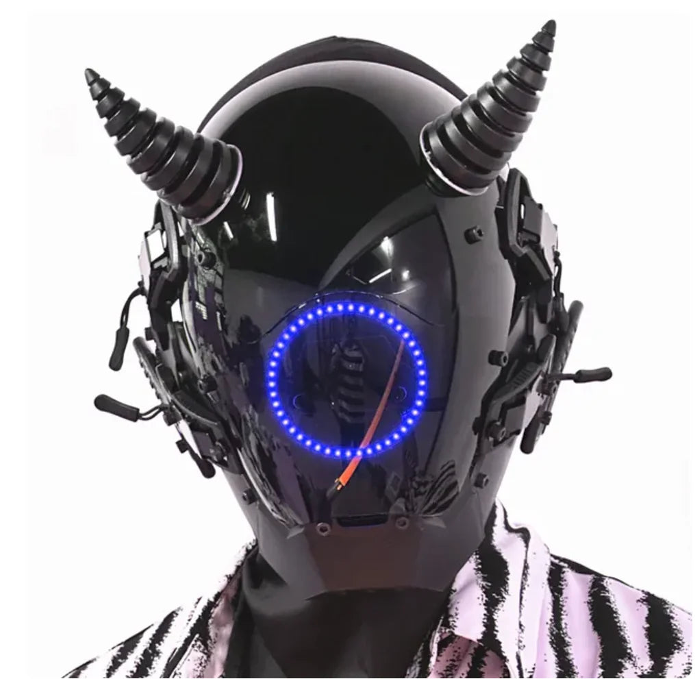 Cyberpunk Mask Led Lighting Cosplay Helmet Halloween Christmas Gift Music Festival Party For Adults