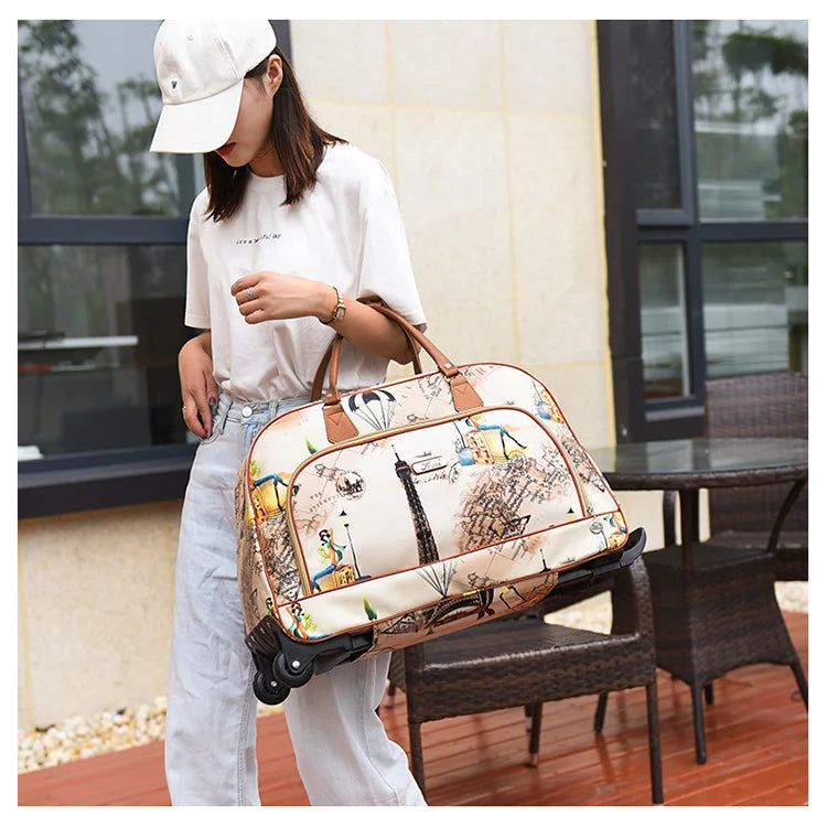 Large Capacity Women Travel Suitcase Trolley Bags Wheeled Bag Oxford Waterproof Rolling Luggage Travel Bag With Wheels