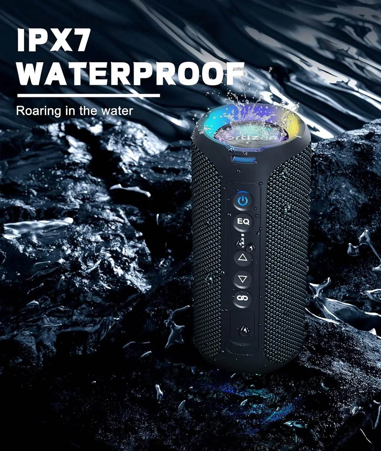 Ortizan X8 Pro Bluetooth Speaker Portable with 40W Stereo Sound,Rich Bass,IPX7 Waterproof, 30H Playtime, Mixed Color Lights,3 EQ - MarvelouStoree