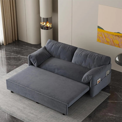 Sofa Bed, Comfy Pull Out Futon Couch Bed 70.1" Modern Velvet Recliner Loveseat Sofa Multi-Functional Black Cloud Couch