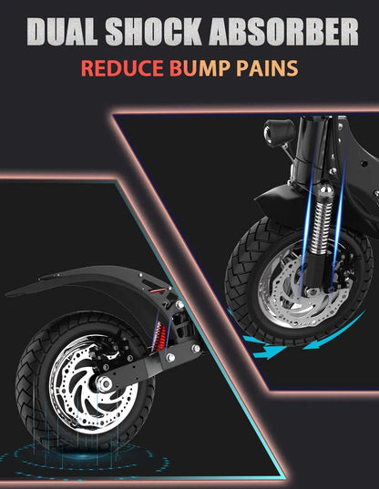 1200W 1300W 2400W 6000W Commuter Seated Adults Electric Scooter 48V/72V E-Scooter 10 inch Tubeless Off Road Tire with LCD