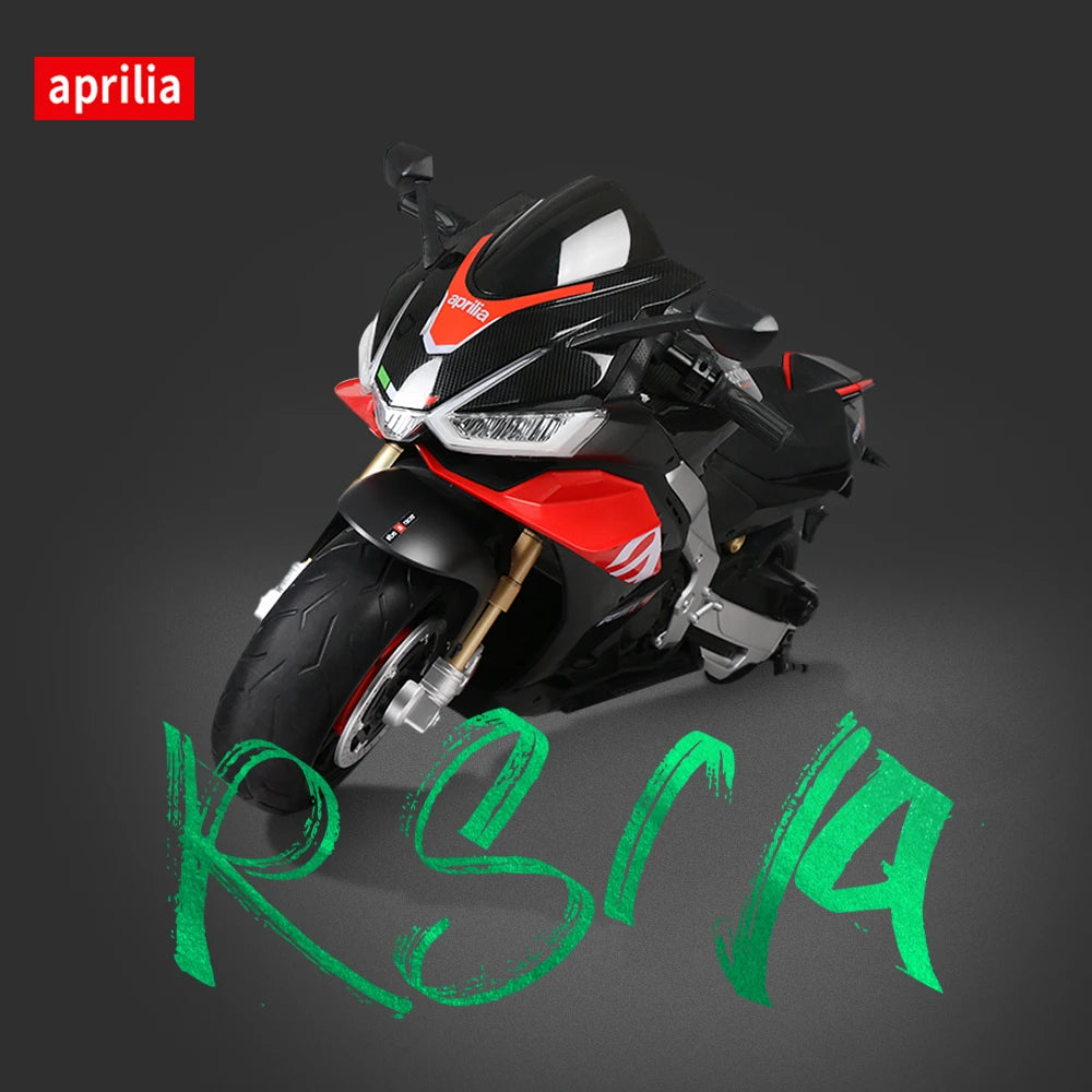 Aprilia Licensed 24V 12MPH Kids Motorcycle Electric Motorbike Ride On Toy w/150W Motor LED Lights Bluetooth Music 3-16 Years Old