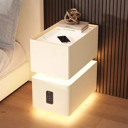 Creative 25cm Smart Bedside Table with Sensor Light Nordic Style Storage Cabinet Bedroom Nightstand with Wireless Charging