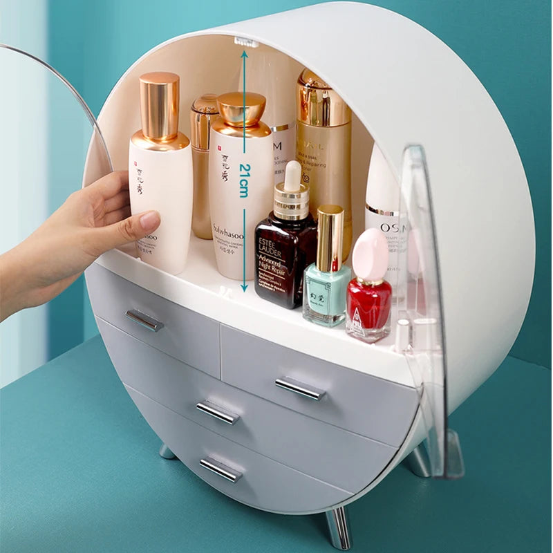 New Desktop Dustproof Organizer Storage Waterproof Fashion Skin Big Cosmetic Care Capacity Beauty Drawer Storage Box Makeup Bath