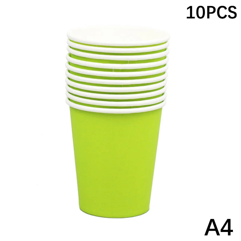 10PCS 9oz 250ml Solid Thick Paper Cup Disposable Cup Wedding Birthday Party Holiday Disposable Tableware