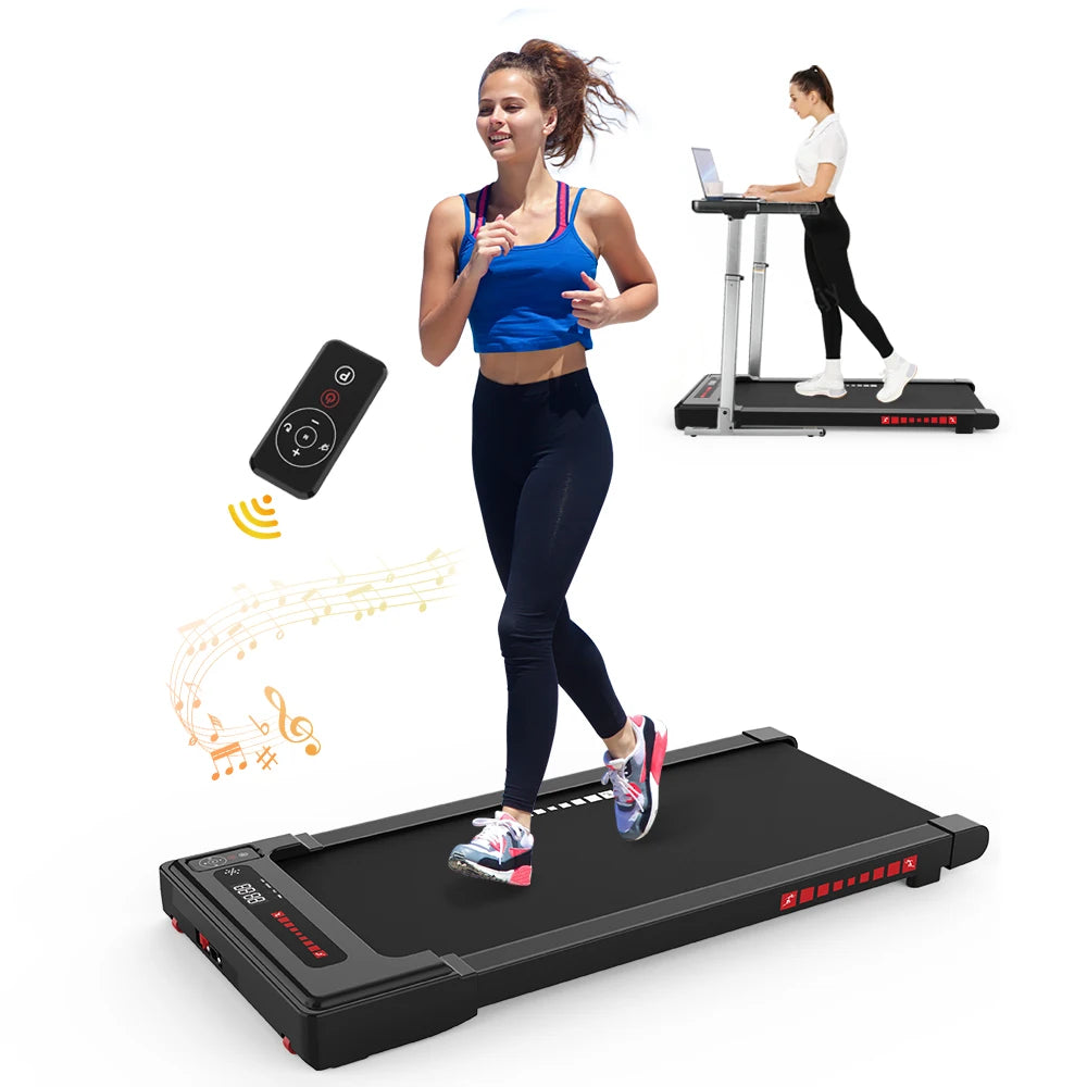 Ultra-Quiet 2.25HP Under Desk Treadmill, Electric Manual Walking Pad with Large Digital Monitor, 265 lbs Capacity & 12 Programs