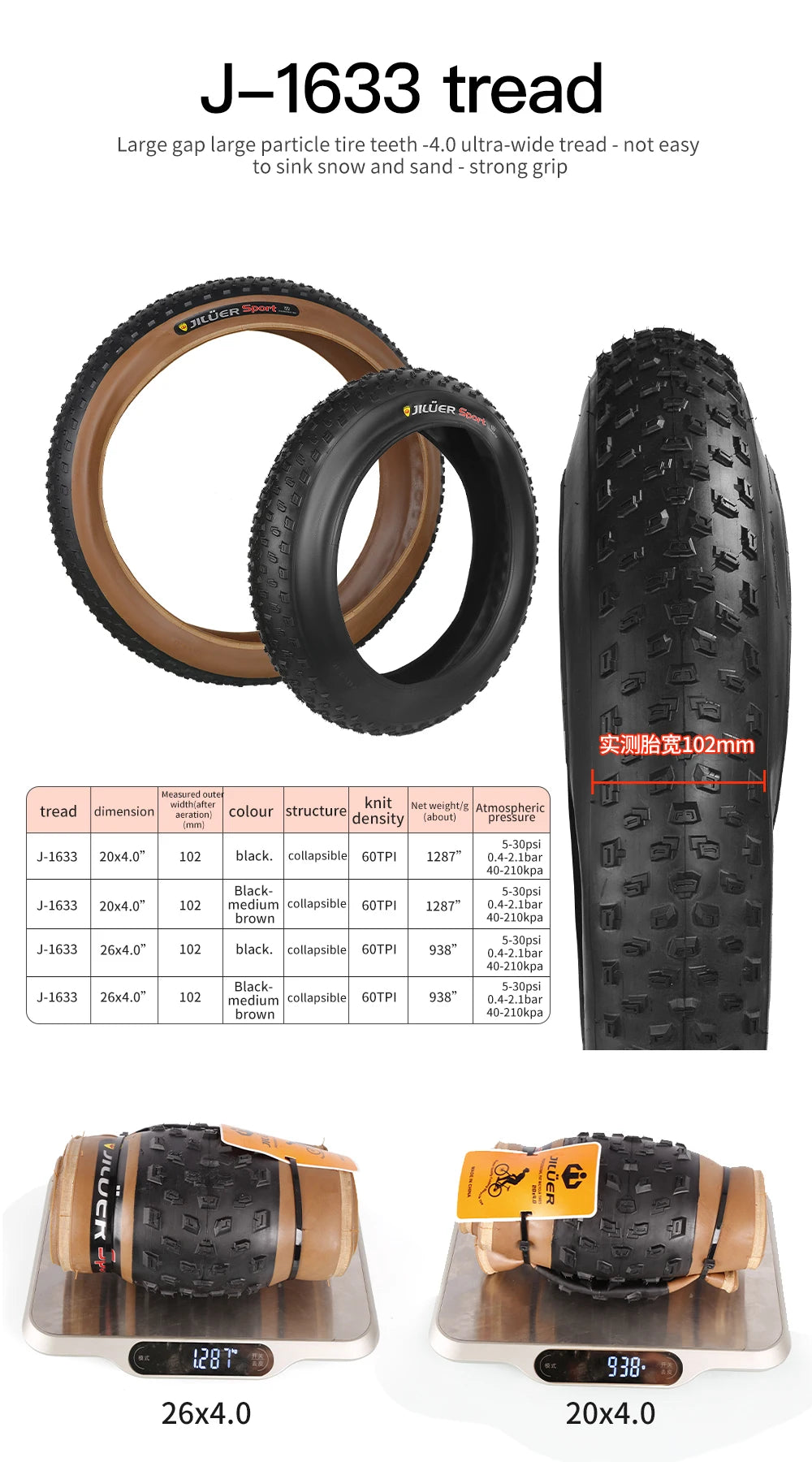 TANKE Anti Puncture Snow Beach Bicycle Tire Outdoor Biking MTB Bicycle Anti-Slip Fat Tire 20X4.0 26X4.0 Puncture Resistant Tire