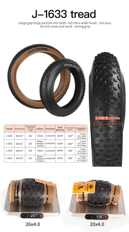 TANKE Anti Puncture Snow Beach Bicycle Tire Outdoor Biking MTB Bicycle Anti-Slip Fat Tire 20X4.0 26X4.0 Puncture Resistant Tire