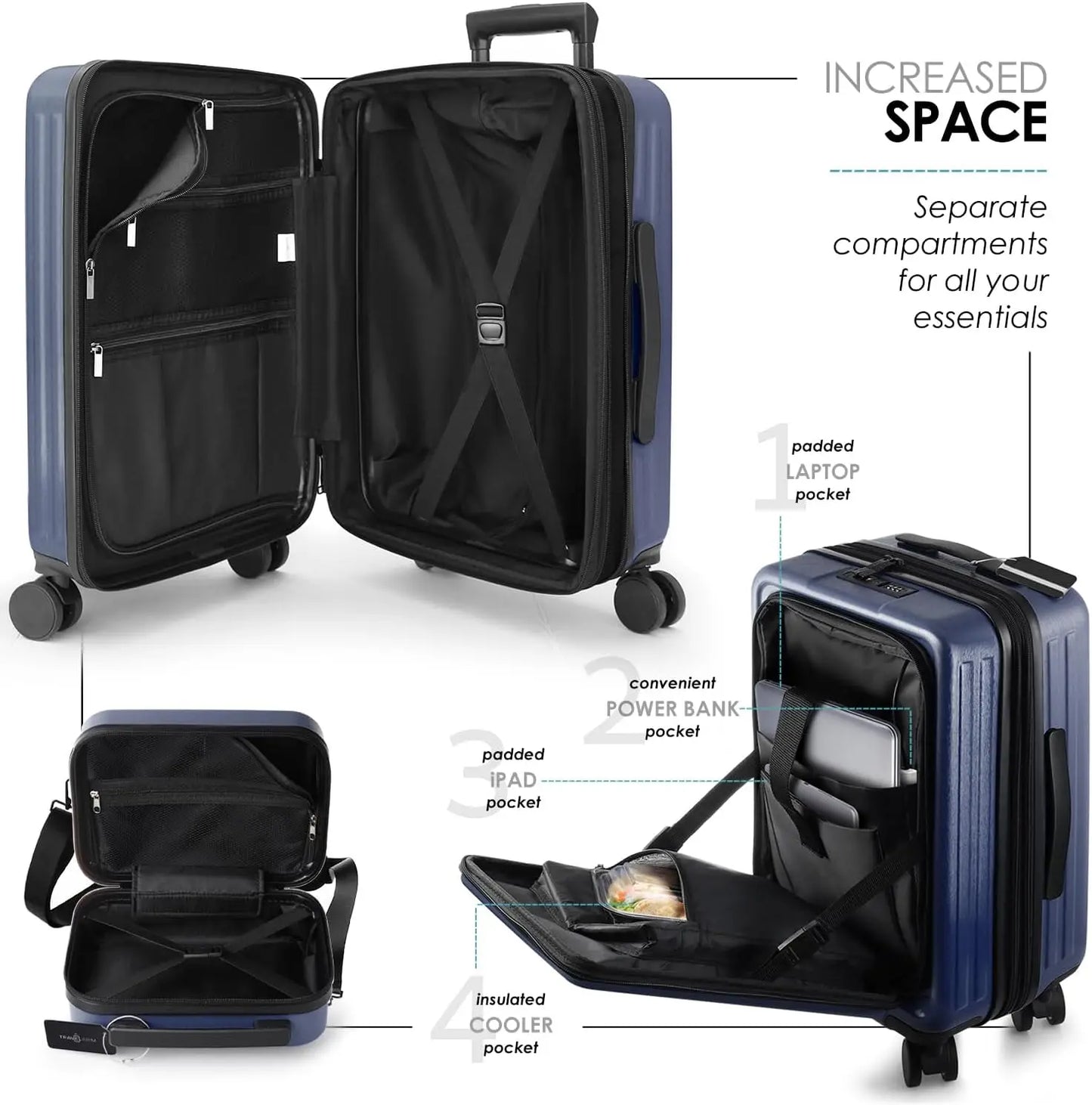 Hard Shell Luggage Sets with Spinner Wheels 4 Piece, Expandable Large Suitcases with TSA Lock, Travel Large Suitcase Set,