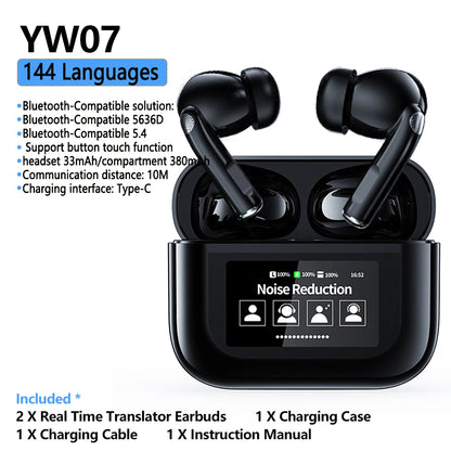 144 Languages Wireless Translation Earphone Real Time Translator Earbuds Bluetooth5.4 Two-Way Instant Translated Business Trip